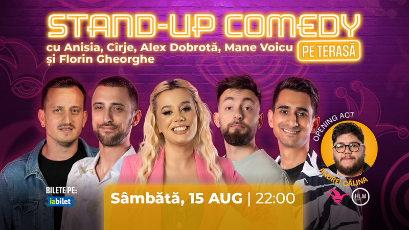The Fool Terasa: Stand-up comedy cu Florin Gheorghe, Alex Dobrotă, Cîrje, Anisia și Mane Voicu