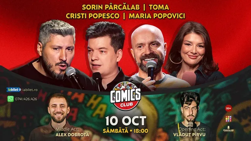 Stand-up cu Cristi Popesco, Toma, Sorin Pârcălab, Maria Popovici și Dobrota la ComicsClub!