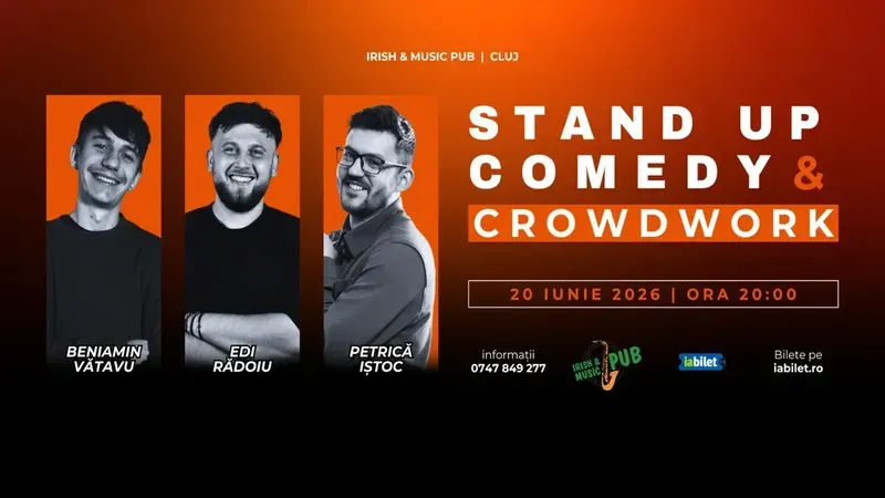 Cluj-Napoca: Stand-Up Comedy & Crowdwork cu Edi Rădoiu, Beniamin Vătavu și Petrică Iștoc