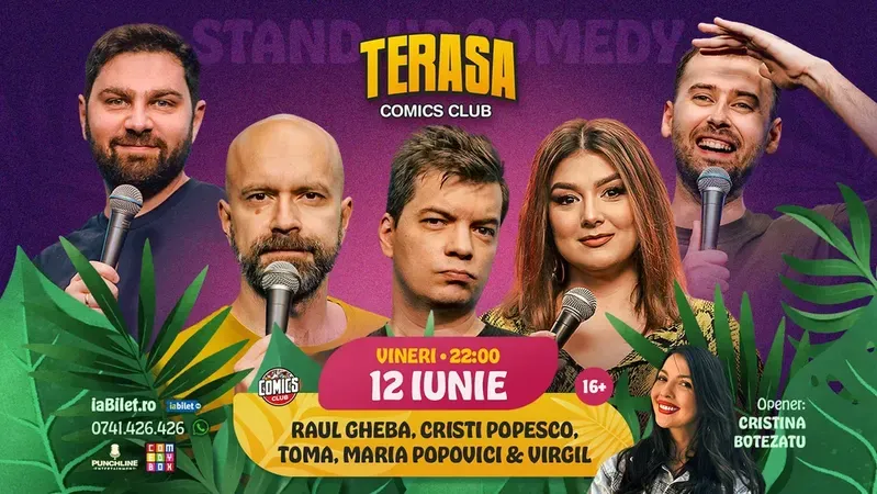 Stand-up cu Cristi Popesco, Toma, Maria Popovici, Raul și Virgil pe Terasa ComicsClub!