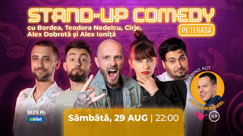The Fool Terasa: Stand-up comedy cu Bordea, Teodora Nedelcu, Alex Dobrotă, Alex Ioniță și Cîrje