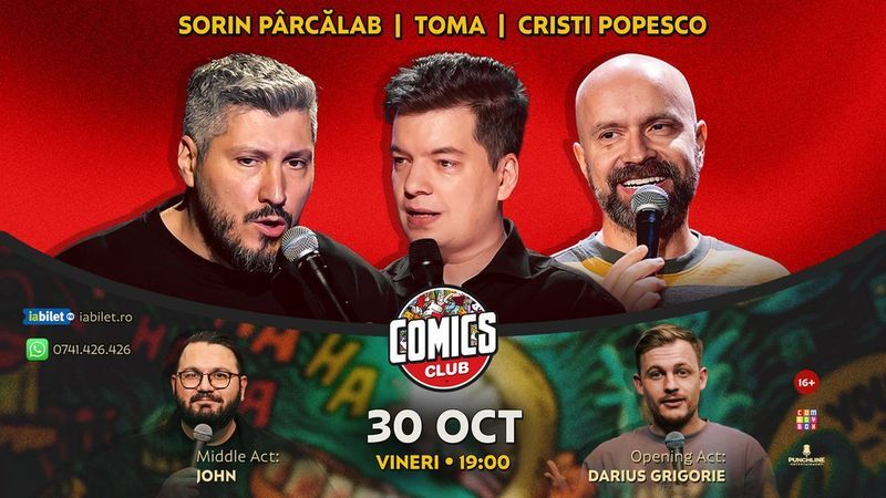 Stand-up cu Cristi Popesco, Toma, Sorin Pârcălab și John la ComicsClub!