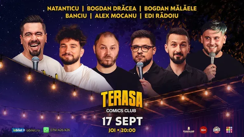 Stand-up cu Natanticu, Drăcea, Bogdan Mălăele, Banciu, Alex Mocanu și Edi Rădoiu pe Terasa ComicsClub!