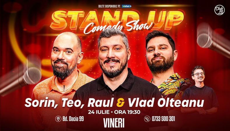 Stand-up Comedy cu Sorin Pârcălab, Teo, Raul Gheba - Vlad Olteanu la Club 99