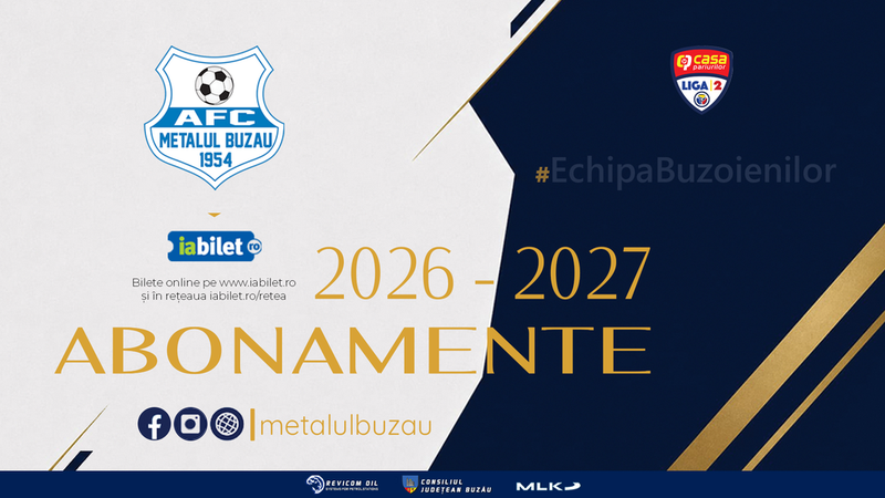 Abonamente Metalul Buzău | sezonul 2026-2027!