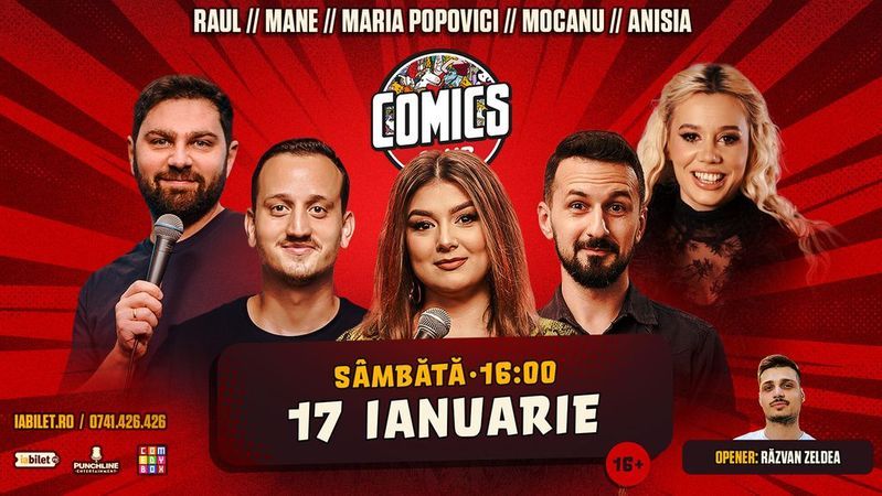 Stand-up cu Maria Popovici, Anisia, Mane Voicu, Raul și Alex Mocanu la ComicsClub!