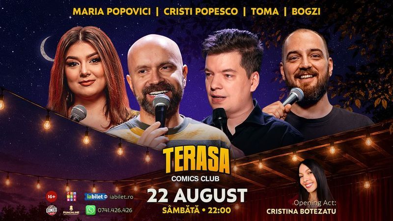 Stand-up cu Stand-up cu Cristi Popesco, Toma, Maria Popovici și Bogzi pe Terasa ComicsClub!