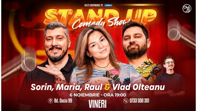 Stand-up Comedy cu Sorin Pârcălab, Maria Popovici, Raul Gheba - Vlad Olteanu la Club 99 - Show 1