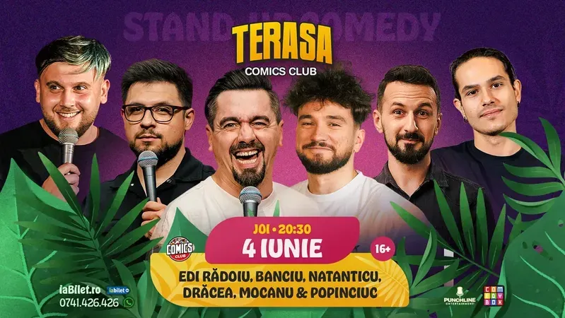 Stand-up cu Natanticu, Mirel, Drăcea, Mocanu, Banciu și Edi Rădoiu pe Terasa ComicsClub!