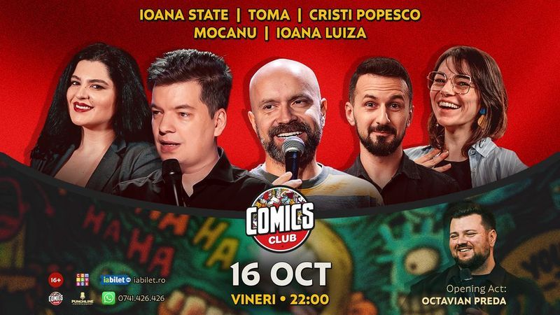 Stand-up cu Cristi Popesco, Toma, Alex Mocanu, Ioana State și Ioana Luiza la ComicsClub!