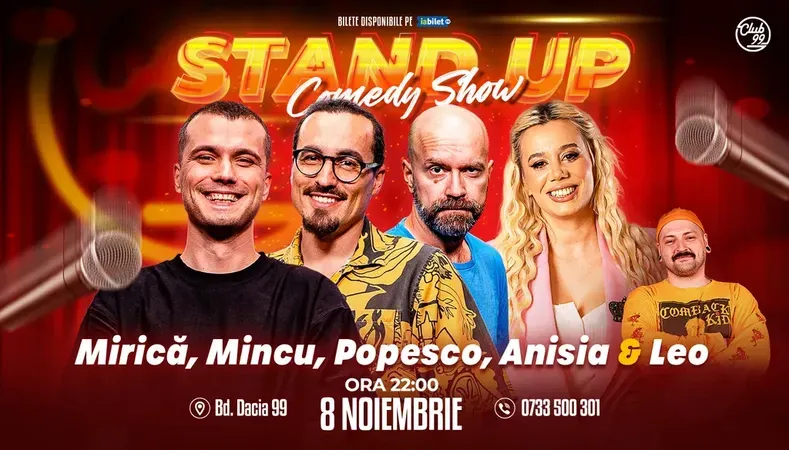 Stand-up Comedy cu Mirică, Mincu, Cristi Popesco, Anisia - Leo la Club 99