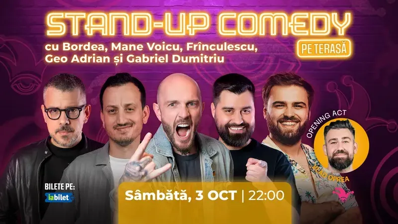 The Fool Terasa: Stand-up comedy cu Bordea, Mane Voicu, Frînculescu, Geo Adrian și Gabriel Dumitriu