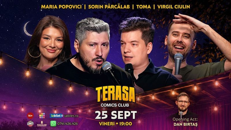 Stand-up cu Cristi Popesco, Toma, Sorin Pârcălab și Virgil pe Terasa ComicsClub!