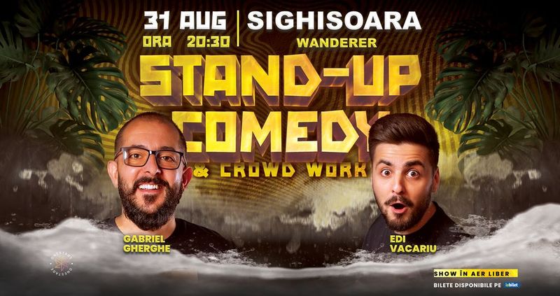 Sighisoara: Stand-Up & Crowdwork pe terasă cu Gabriel Gherghe și Edi Vacariu