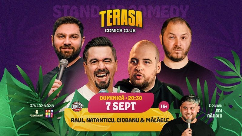 Stand-up cu Natanticu, Ciobanu, Raul Gheba si Mălăele pe Terasa ComicsClub!