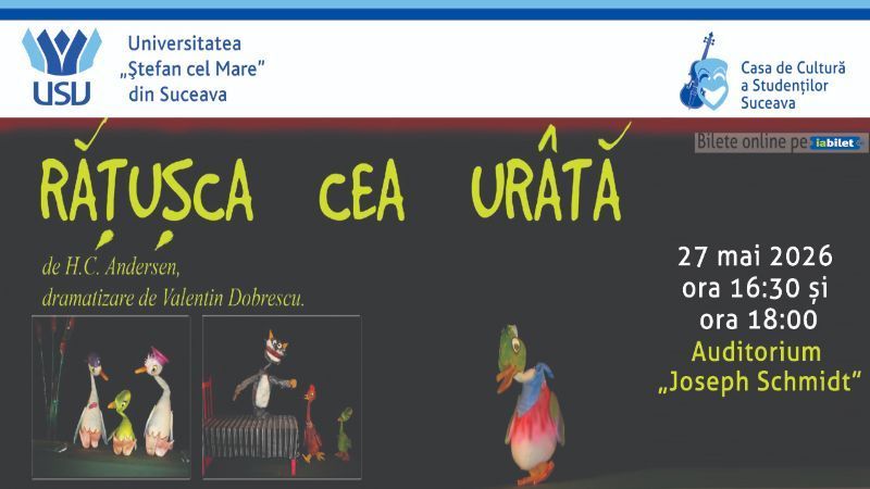 Suceava: Teatru pentru copii „Rățușca cea urâtă” | ora 16:30