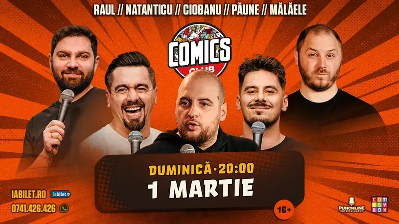 Stand-up cu Natanticu, Ciobanu, Raul, Mălăele și Păune la ComicsClub!