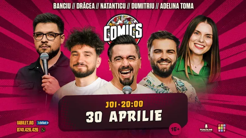 Stand-up cu Drăcea, Natanticu, Banciu, Gabriel Dumitriu și Adelina la ComicsClub!