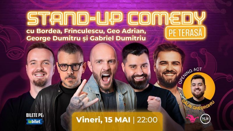 The Fool Terasa: Stand-up comedy cu Bordea, Frînculescu, Geo Adrian, George Dumitru și Gabriel Dumitriu